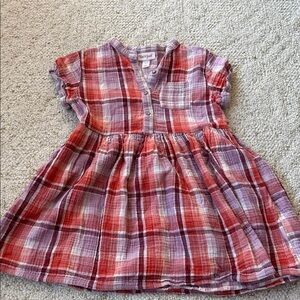 Girls plaid cat and jack dress with pockets sz 6